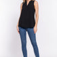 Sleeveless Henley Neck Woven Top