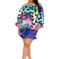 Electric leopard off shoulder bubble mini dress