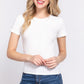 Short Slv Crew Neck Variegated Rib Knit Top