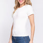 Short Slv Crew Neck Variegated Rib Knit Top