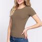 Short Slv Crew Neck Variegated Rib Knit Top