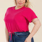 Plus Size Tie Front Drawstring Short Sleeve Crop Top