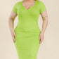 Plus Size Split Neck Bodycon Midi Dress