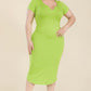 Plus Size Split Neck Bodycon Midi Dress