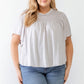 Plus Grey Cotton Blend Smoked Short Sleeve Top