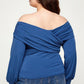 Plus Size Solid Wrap Dressy Top