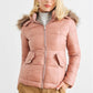 Long Sleeve Faux Fur Hood Padded Water Resistant Finish Jacket