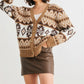 Fair Isle Knit Button-up Long Sleeve Cardigan Sweater