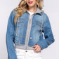 Long Slv Terry Hoodie Denim Jacket