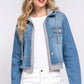 Long Slv Terry Hoodie Denim Jacket