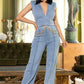 Washed Denim Stretch Fashion Jumpsuit