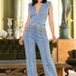 Washed Denim Stretch Fashion Jumpsuit