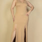 Plus Size Plunge Neck Thigh Split Maxi Dress