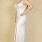 Plus Size Plunge Neck Thigh Split Maxi Dress