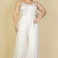 Plus Size Button Front Wide Leg Jumpsuit