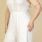 Plus Size Button Front Wide Leg Jumpsuit