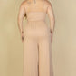 Plus Size Button Front Wide Leg Jumpsuit