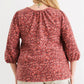 Plus Burgundy Floral V-neck Midi Sleeve Soft To Touch Top