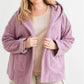 Plus Two Pocket Open Front Soft To Touch Hooded Cardigan Jacket