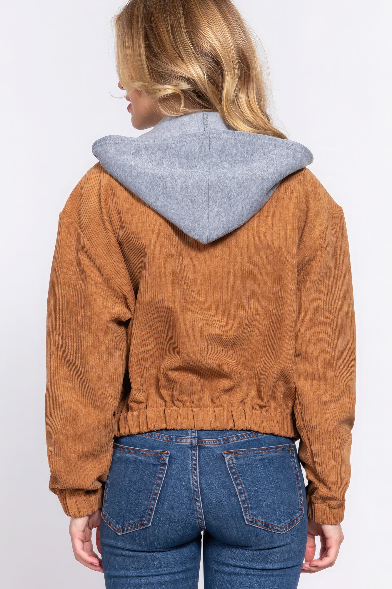 Long Slv Hoodie Corduroy Jacket