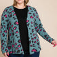 Plus Size Animal Printed Open Front Cropped Cardigan