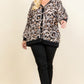 Plus Size Cozy Animal Mir Print With Brush Button Up Cardigan