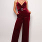 Samba Rhinestone Belt Velvet Jumpsuit