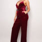 Samba Rhinestone Belt Velvet Jumpsuit