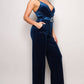 Samba Rhinestone Belt Velvet Jumpsuit