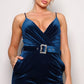 Samba Rhinestone Belt Velvet Jumpsuit