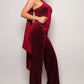 Scarf Top Glitter Velvet Jumpsuit