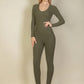 Ribbed Scoop Neck Long Sleeve Jumpsuit