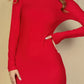 Ribbed Mock Neck Long Sleeve Bodycon Midi Dress