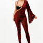 Velvet Flocking Jumpsuit/bell Sleeve