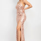 Sequin Back-crisscross Tie Slit Dress