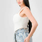 Crinkle Stretch Knit Sweetheart Hooked Bustier Cropped Top