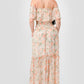 Floral Chiffon Off Shoulder Smocked Back Ruffled Tiered Maxi Dress