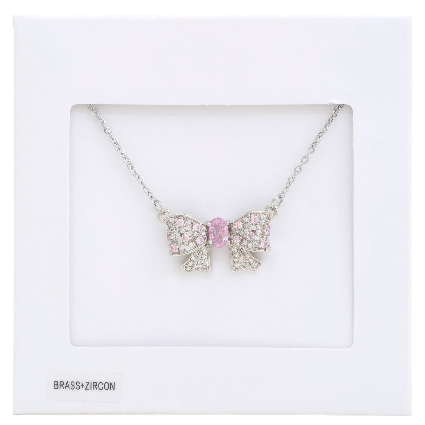 Rhinestone Bow Metal Necklace