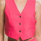 Cropped Blazer Vest With Button- Up