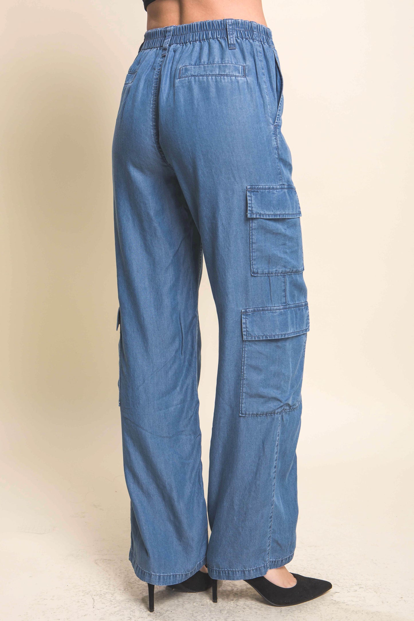 Full-length Tencel Pants With Cargo Pockets