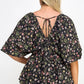 Floral V-neck Babydoll Balloon Slv Top