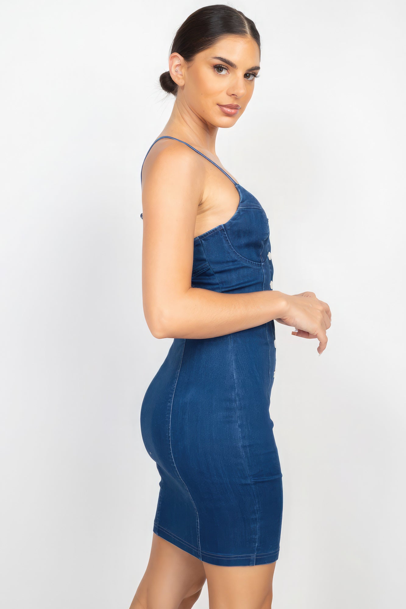 Front Button Cami Denim Dress