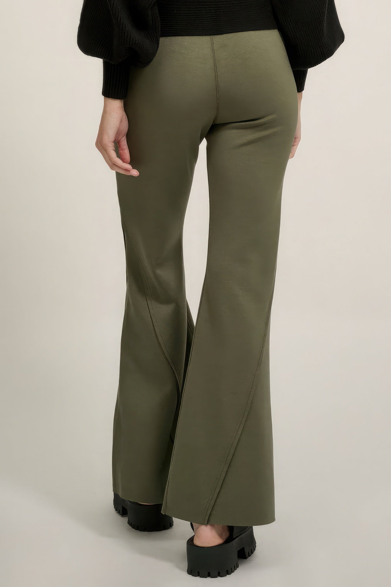 Solid Raw Edge Expose Seam Flare Pants