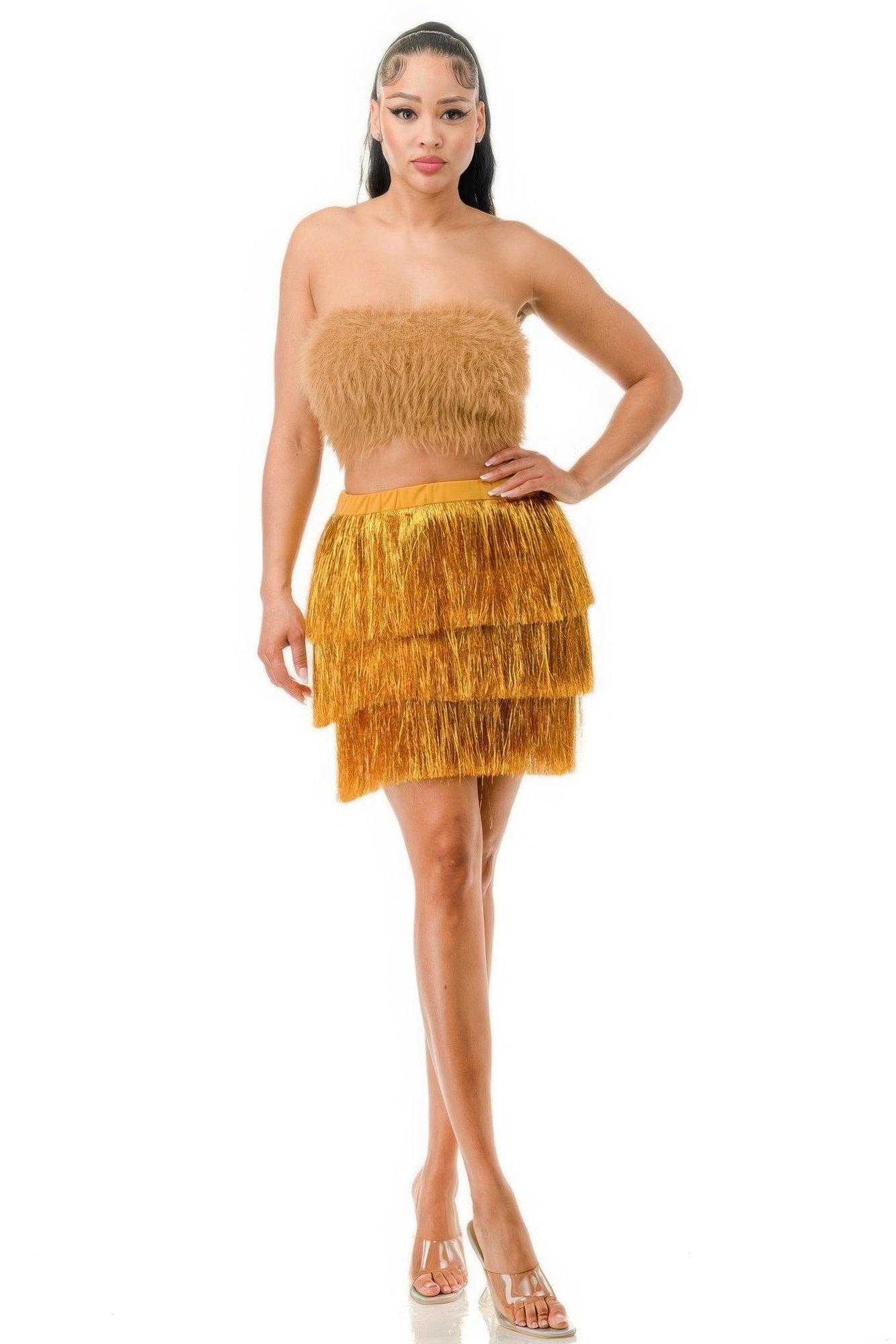 Fringe Metallic Skirt